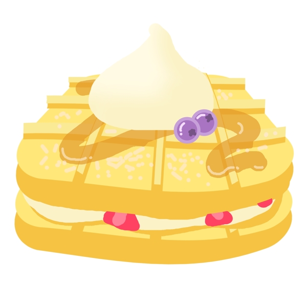 黄色美食蛋糕插画