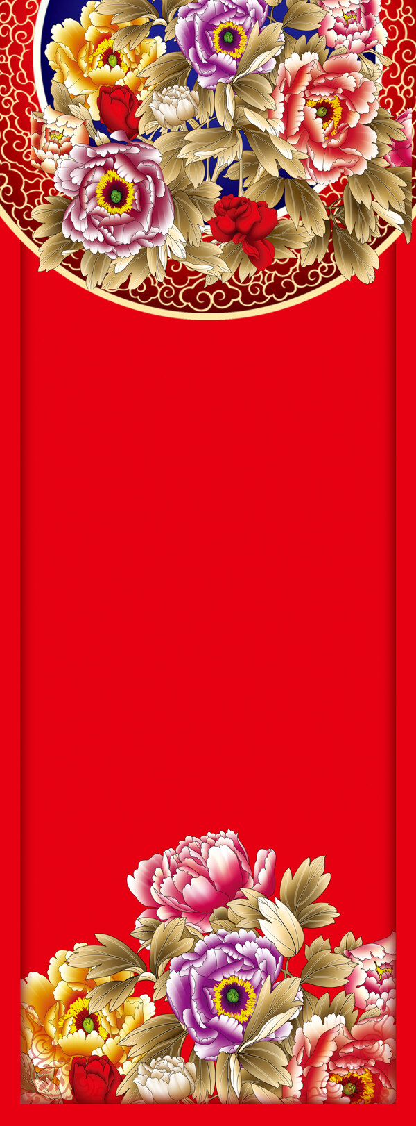 红色背景牡丹花展板背景
