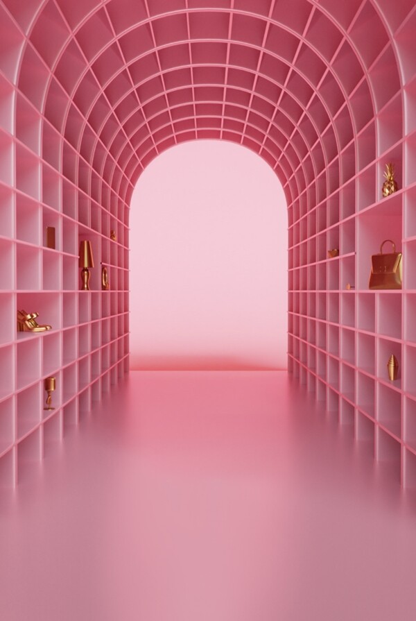 粉红色的格子空间