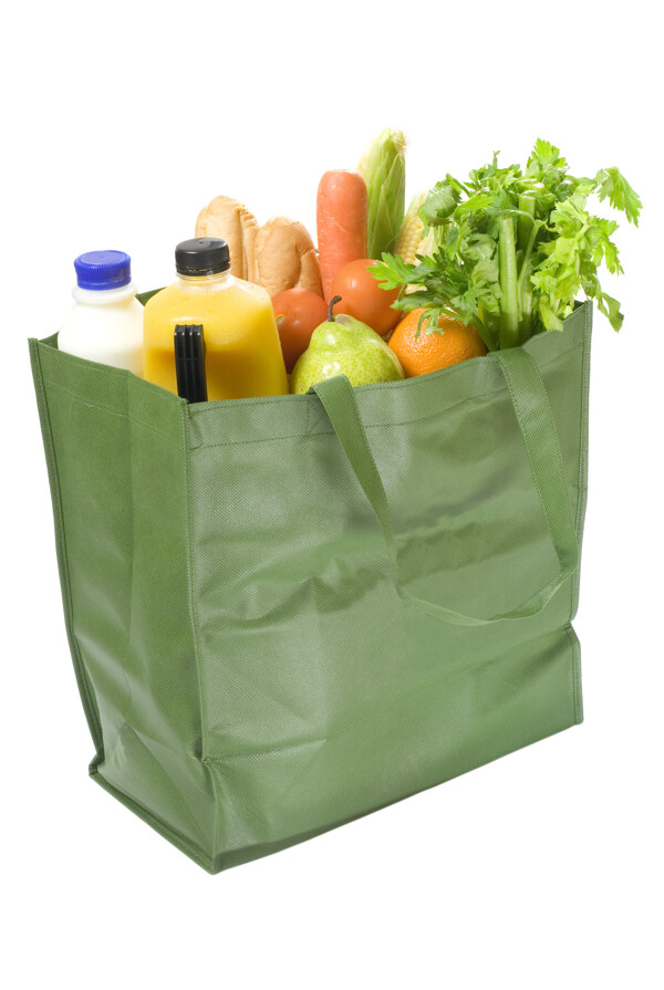 购物手提袋里的水果蔬菜图片
