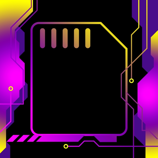 彩色科技边框紫色装饰图
