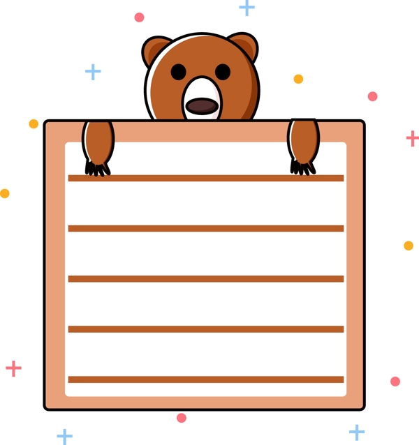 矢量简约可爱卡通动物熊便利贴贴纸文本框