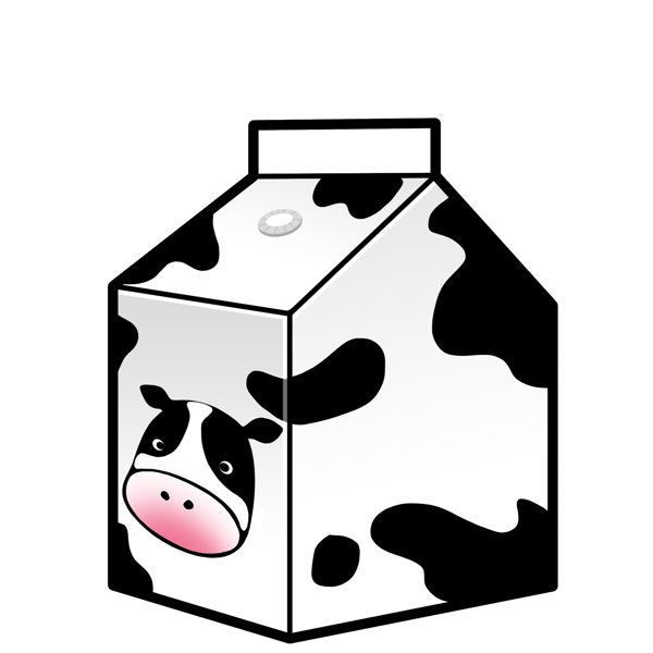 白黑色盒装奶牛