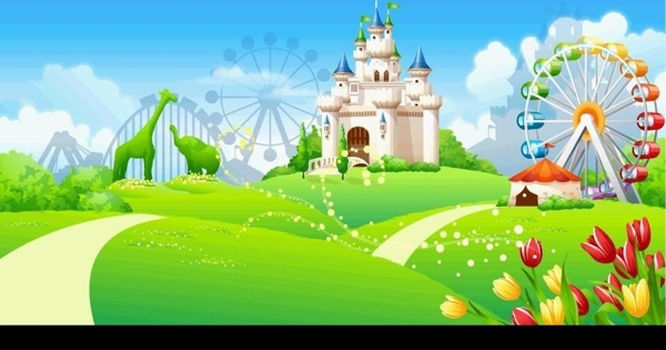城堡乐园矢量图背景图片