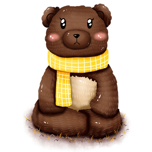 原创手绘动物小熊冬季冬日围巾