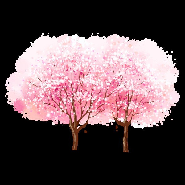 卡通手绘粉色清新树木高清唯美素材