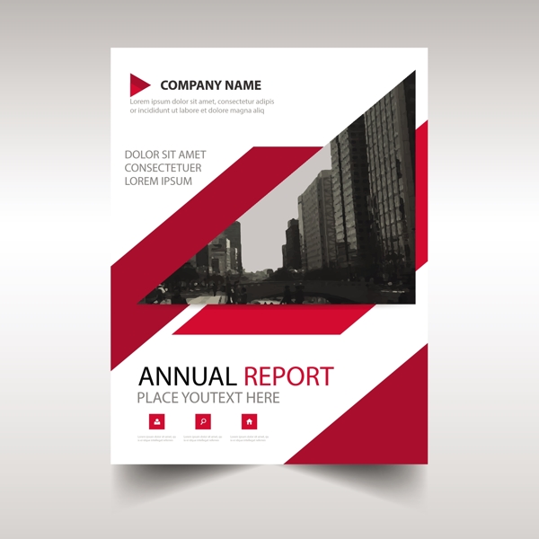 红色年度报告书封面设计模板