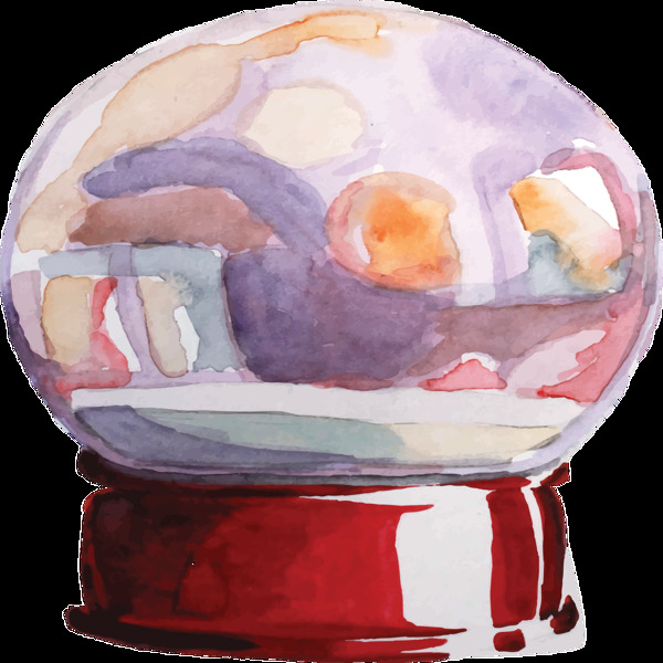 手绘童话式彩色水晶球透明素材卡通