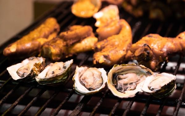 炭烤蛤蜊美食食材背景海报素材图片