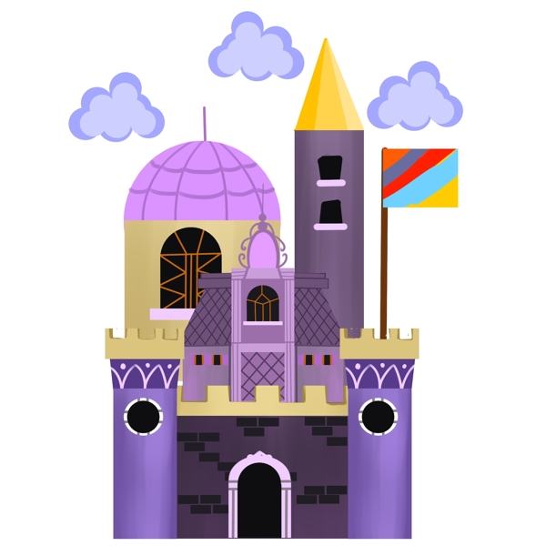 欧式紫色城堡建筑