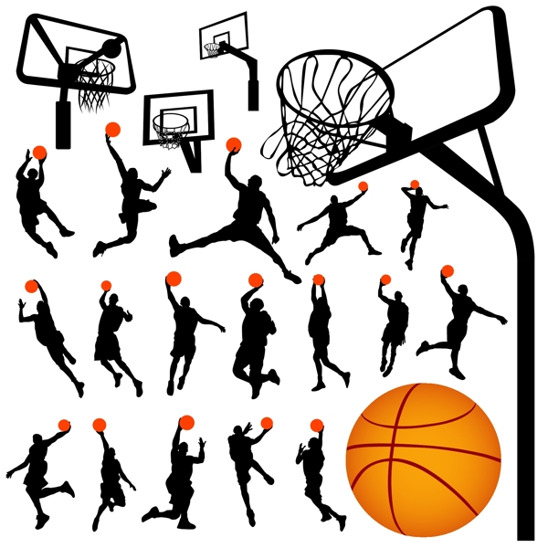 篮球篮球的目标人物剪影矢量素材