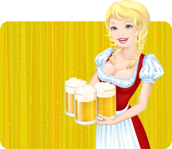 卡通啤酒女郎图片
