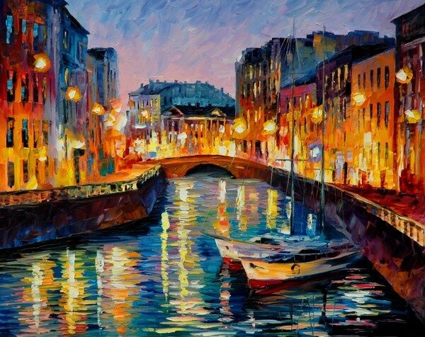 彩色油画威尼斯