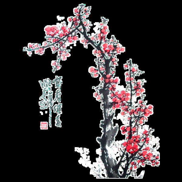 中国风手绘花朵元素