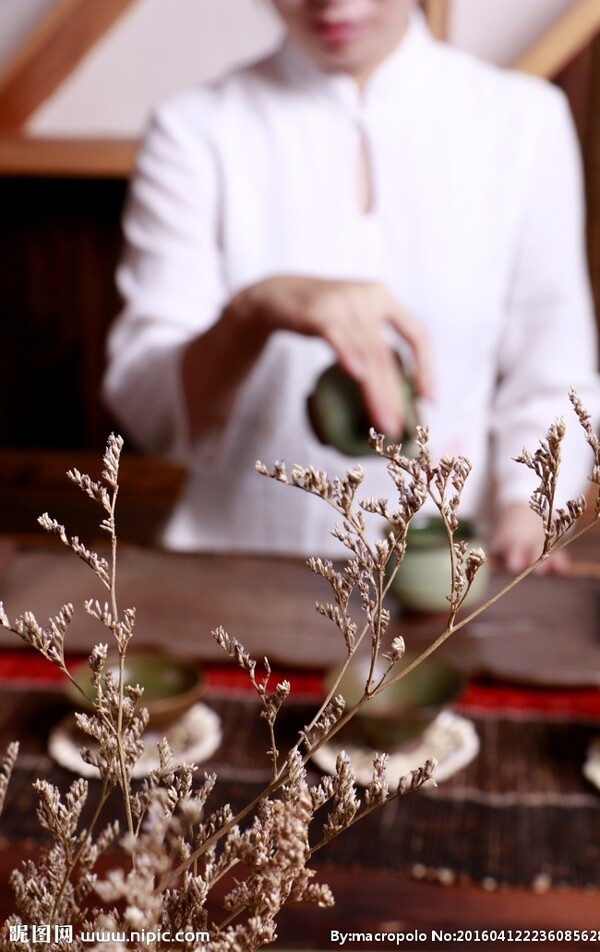 茶道花道美女插花茶艺师