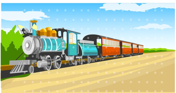 火车的漫画风格矢量素材