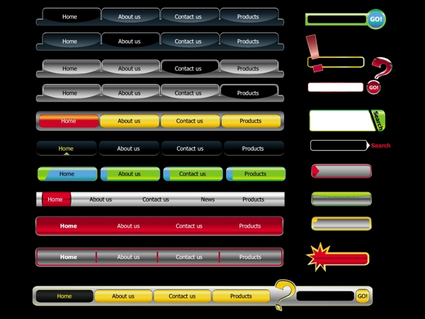 网页设计的导航栏菜单矢量素材