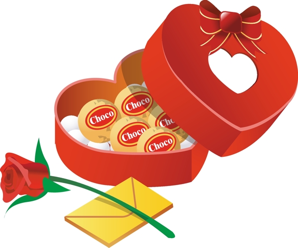 红色盒子巧克力情人节元素