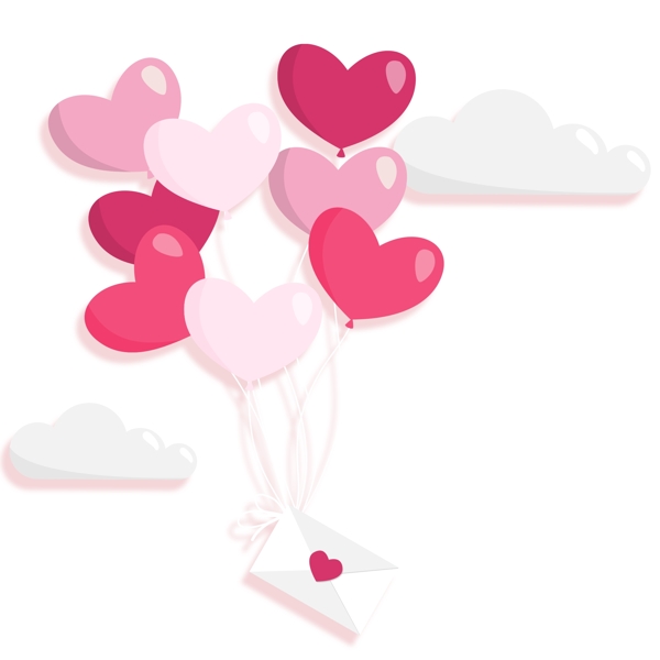 浪漫粉色气球装饰元素