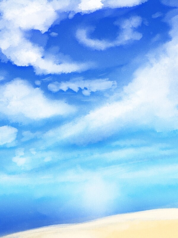原创手绘夏季夏天天空云彩风景背景