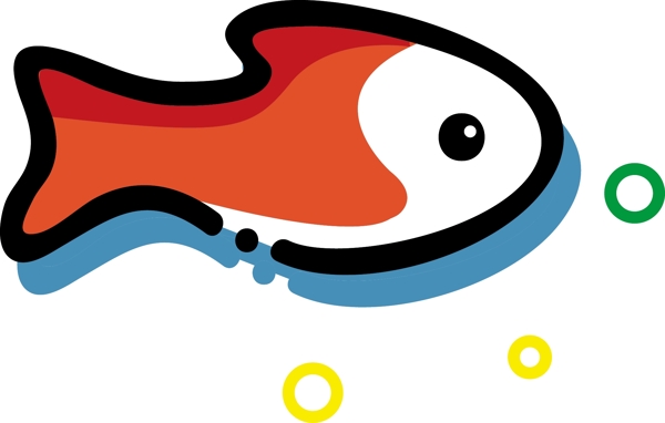 红白色鱼mbe卡通可爱海洋动物元素