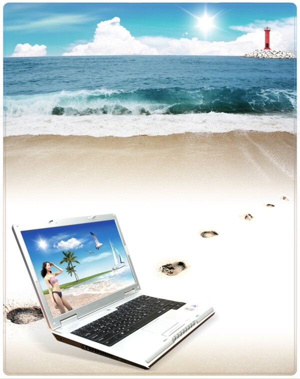 笔记本海洋沙滩旅游商城网店