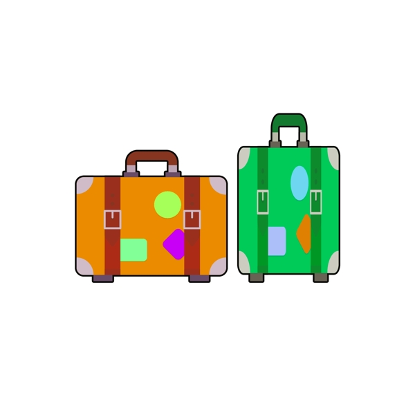 行李箱彩色装饰素材设计