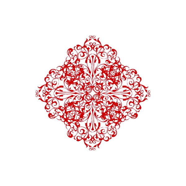 中国风红色花纹窗花怀旧装饰素材设计