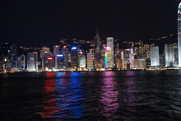 中国香港现代化都市维多利亚港夜景