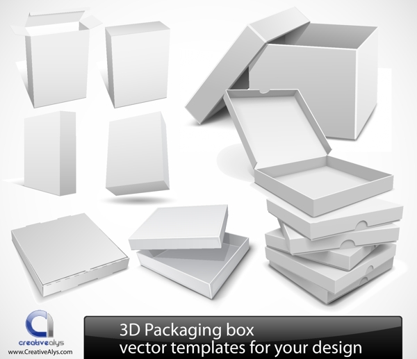 三维包装盒矢量模板为您的设计