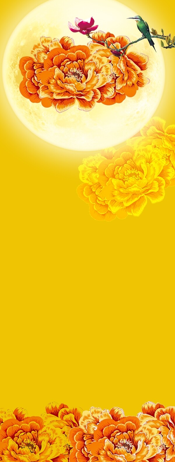 花开富贵黄色背景