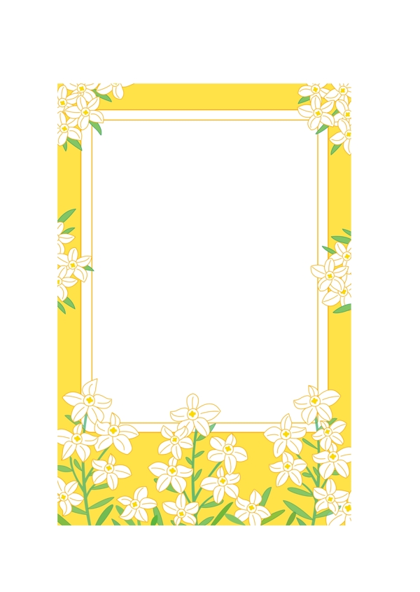 黄色白花装饰边框
