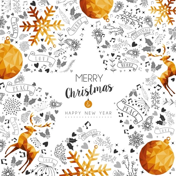 五角星形圣诞节装饰海报设计素材