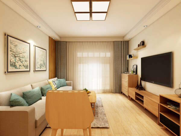 日式简约家居客厅装修效果图