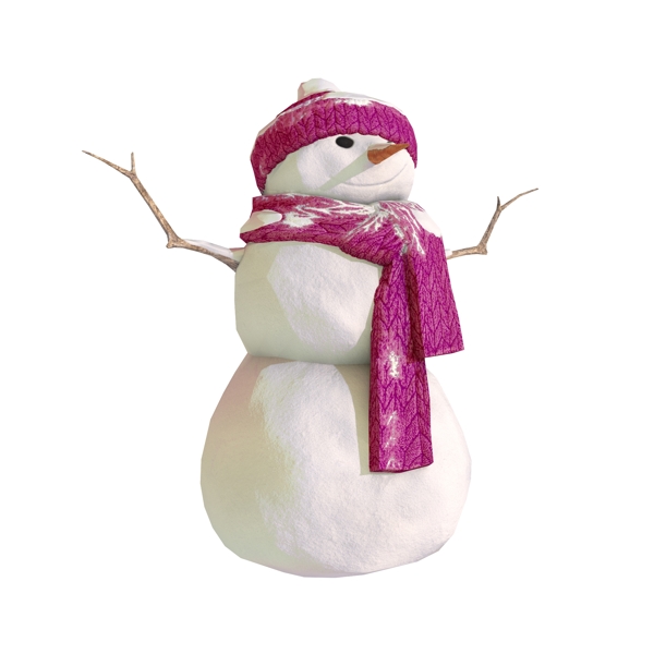 雪人冬季元素新年红色围巾雪人