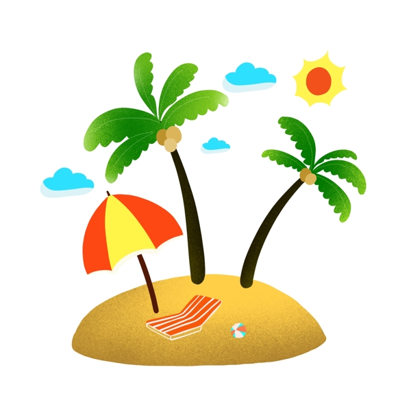 夏季沙滩椰子阳光浴