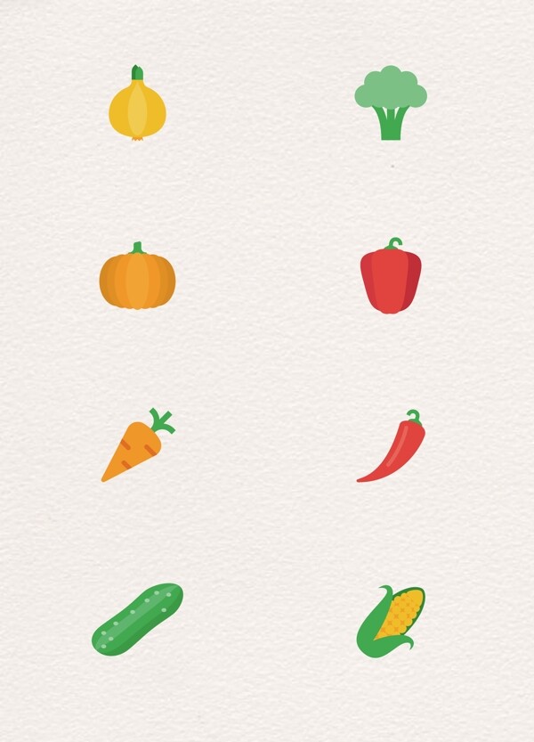 简洁彩色蔬菜图标卡通元素