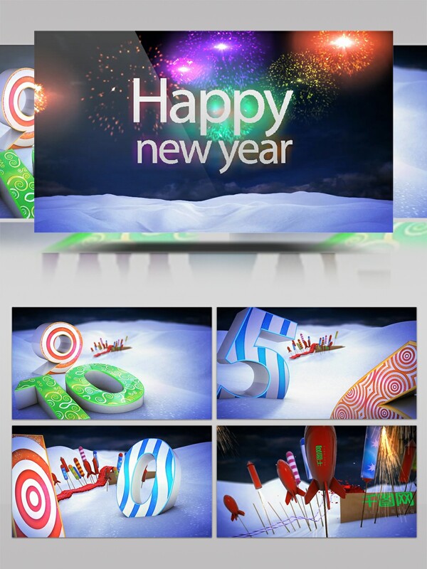 创意雪地动画新年倒计时视频AE模板