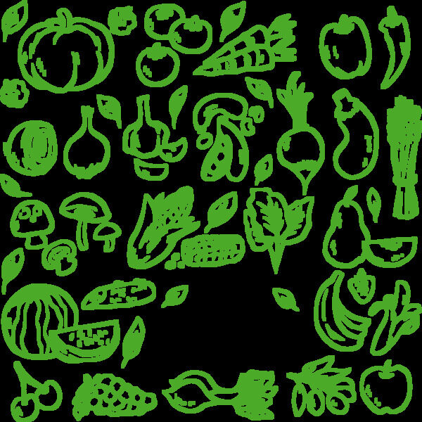 手绘绿色各种蔬菜免抠png透明图层素材
