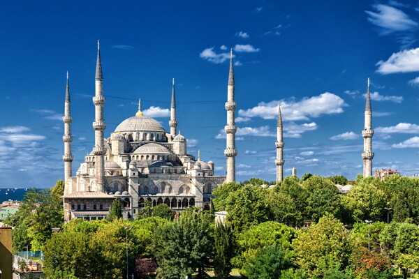 美丽蓝色清真寺风景
