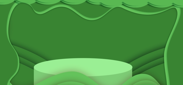 绿色多层叠加剪纸banner背景设计