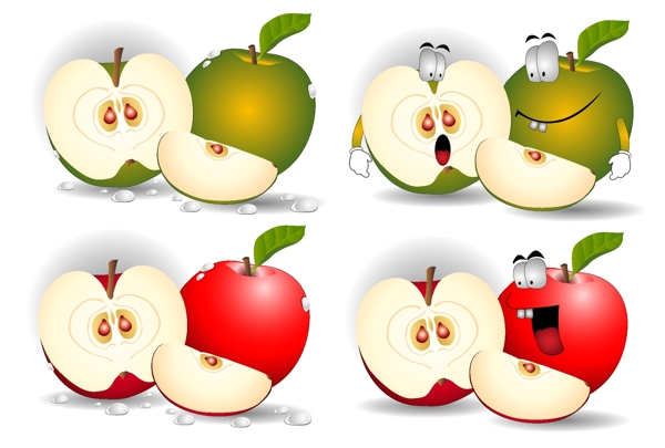 卡通苹果表情矢量图下载