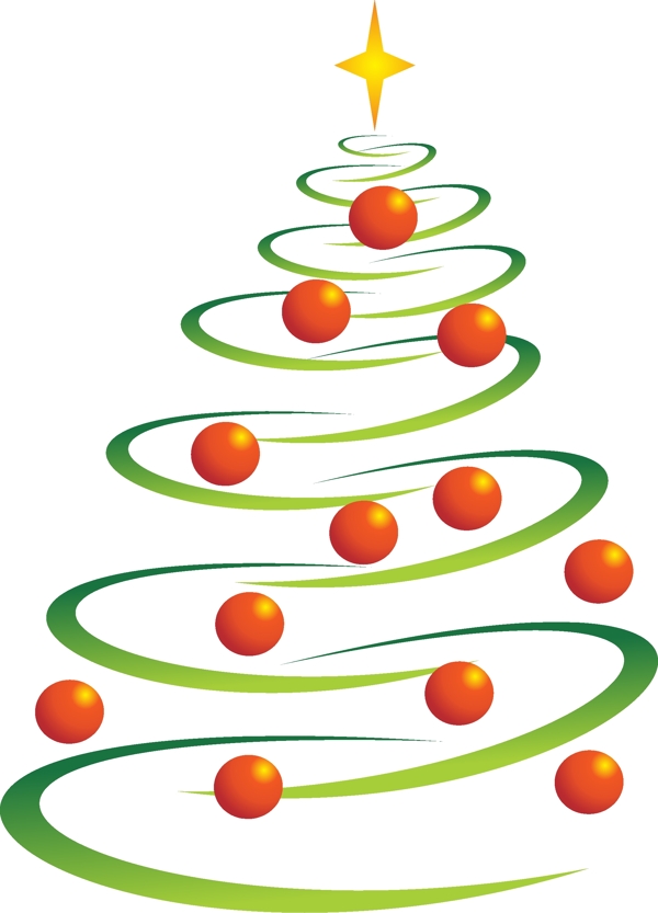 线条和圆球组成的圣诞树