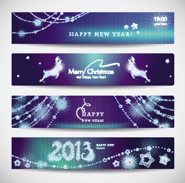 2013新年快乐蓝色横幅矢量素材