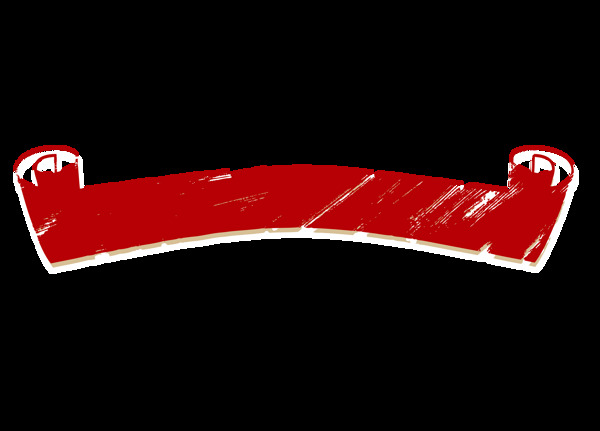 红色线条水墨卷轴元素