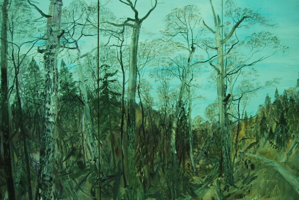 枯萎的树林油画图片