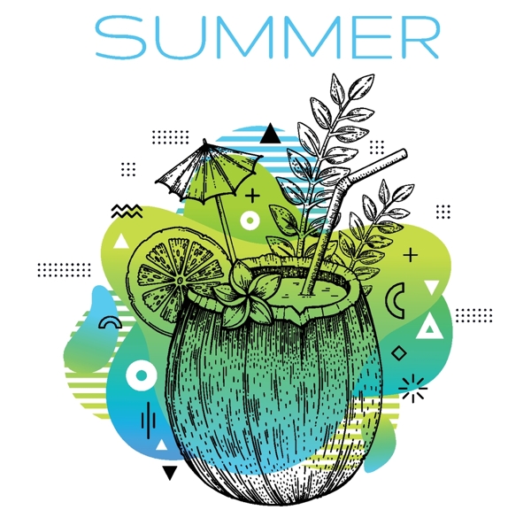 炫彩夏季海报椰子