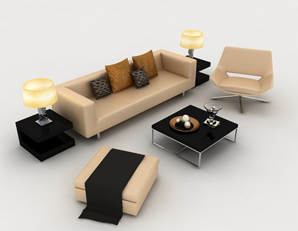现代简单型组合沙发3d模型下载