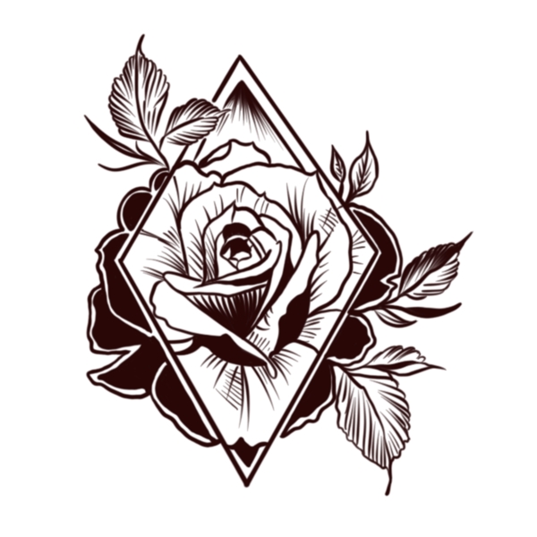 欧美纹身手稿手绘玫瑰花