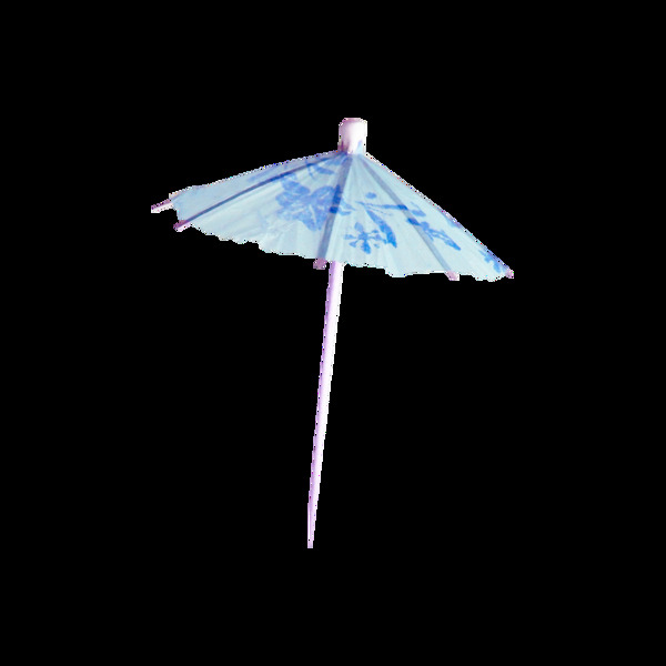 水墨蓝色雨伞元素